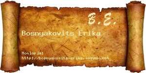 Bosnyakovits Erika névjegykártya